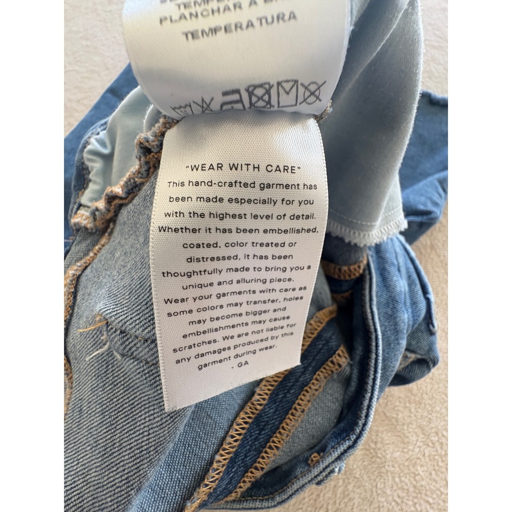 Good American Distressed Flare Jeans Indigo Blue Cropped Raw Hem Women's 15 (33) - Picture 9 of 9